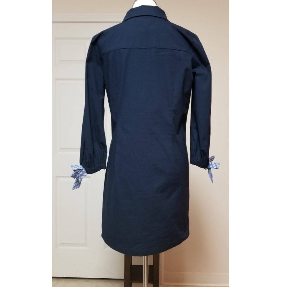 🆕️⬇️Heyton Navy Button Front Dress With Tie Cuff - Picture 7 of 8